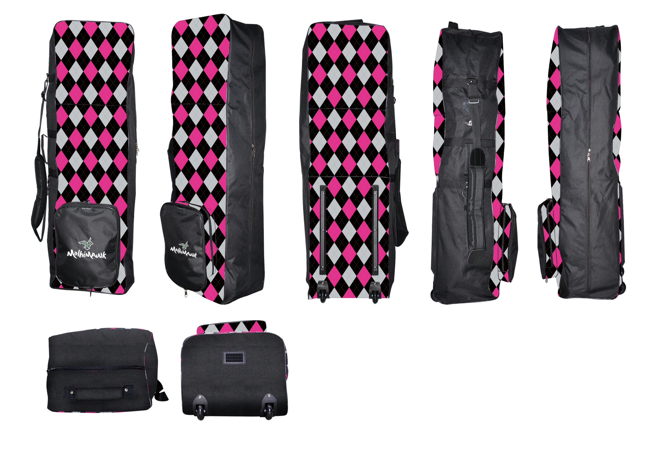 Molhimawk Travel Bag-Pink & Black Argyle